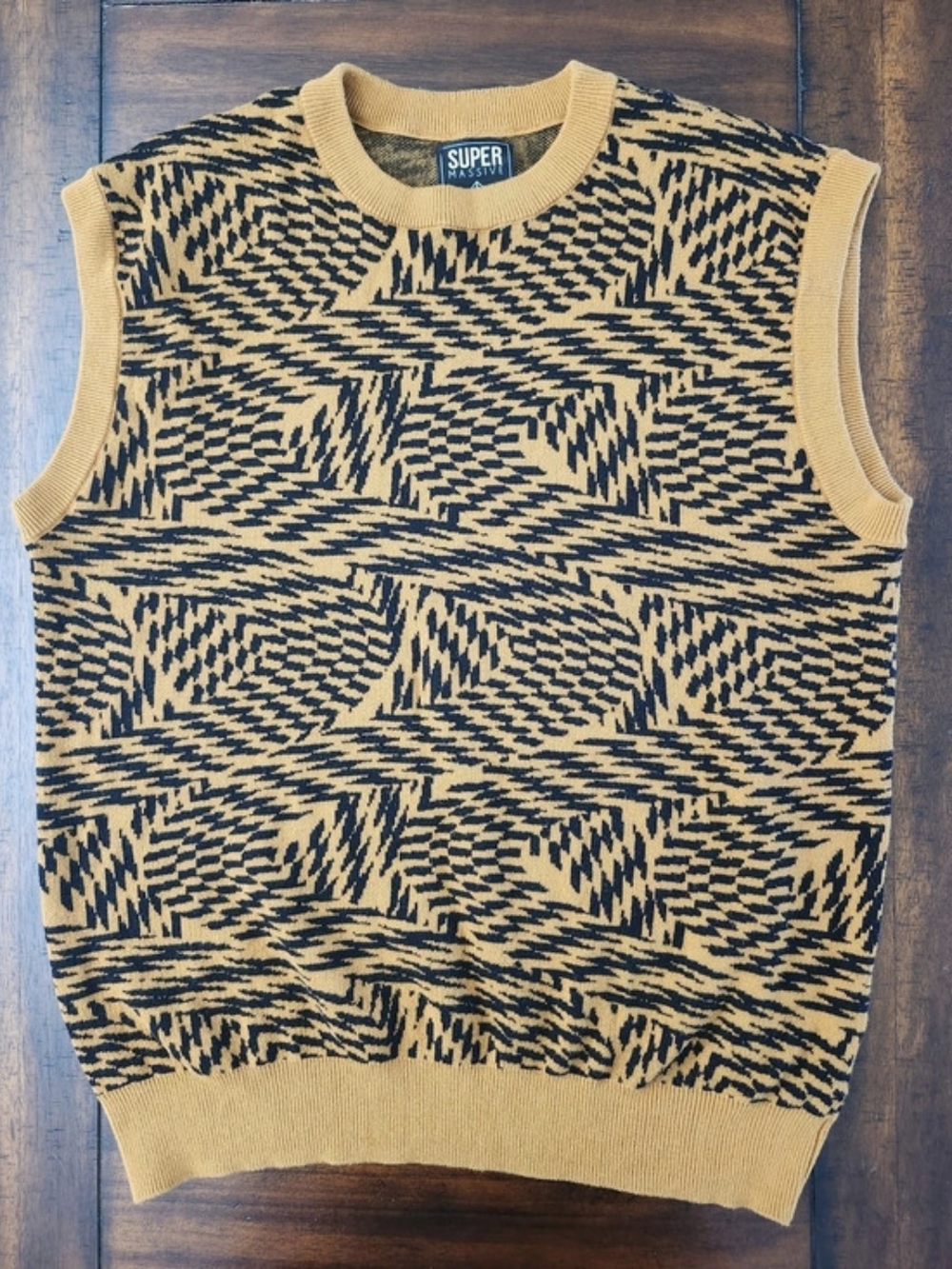 Super Massive Abstract Pattern Crewneck Sweater Vest Size Large